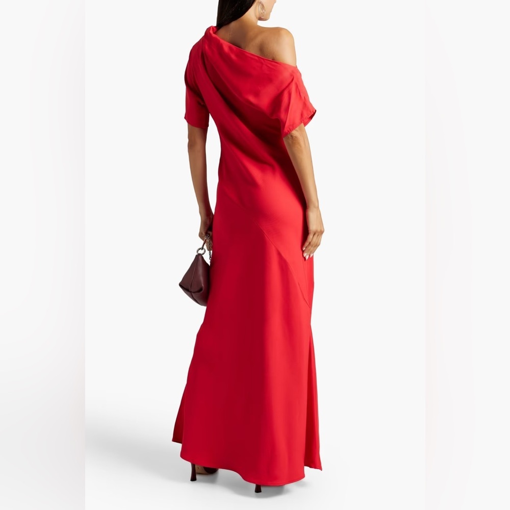 CO one shoulder draped faille one shoulder maxi dress - Picture 2 of 8